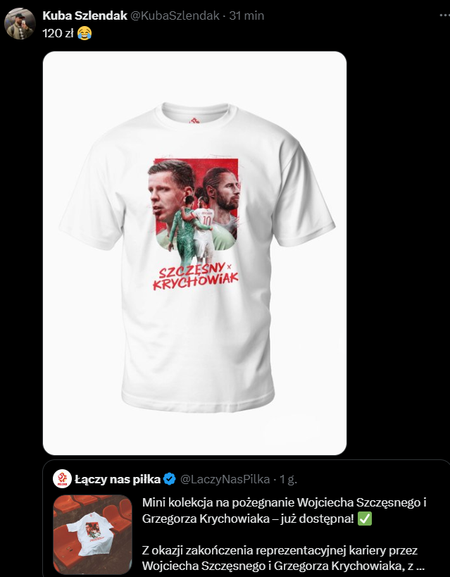 Tyle KOSZTUJE okolicznościowy t-shirt z okazji pożegnania Szczęsnego i Krychowiaka xD